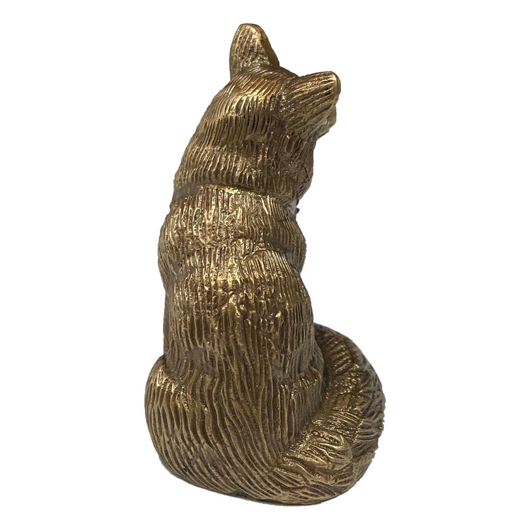 2-1/2" Antiqued Solid Brass Sitting Fox