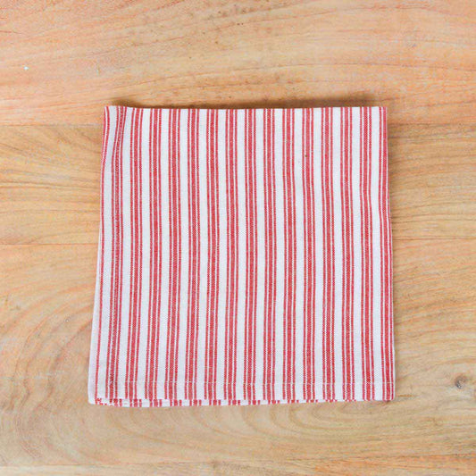 Ticking Stripe Napkin - Red/White S/6