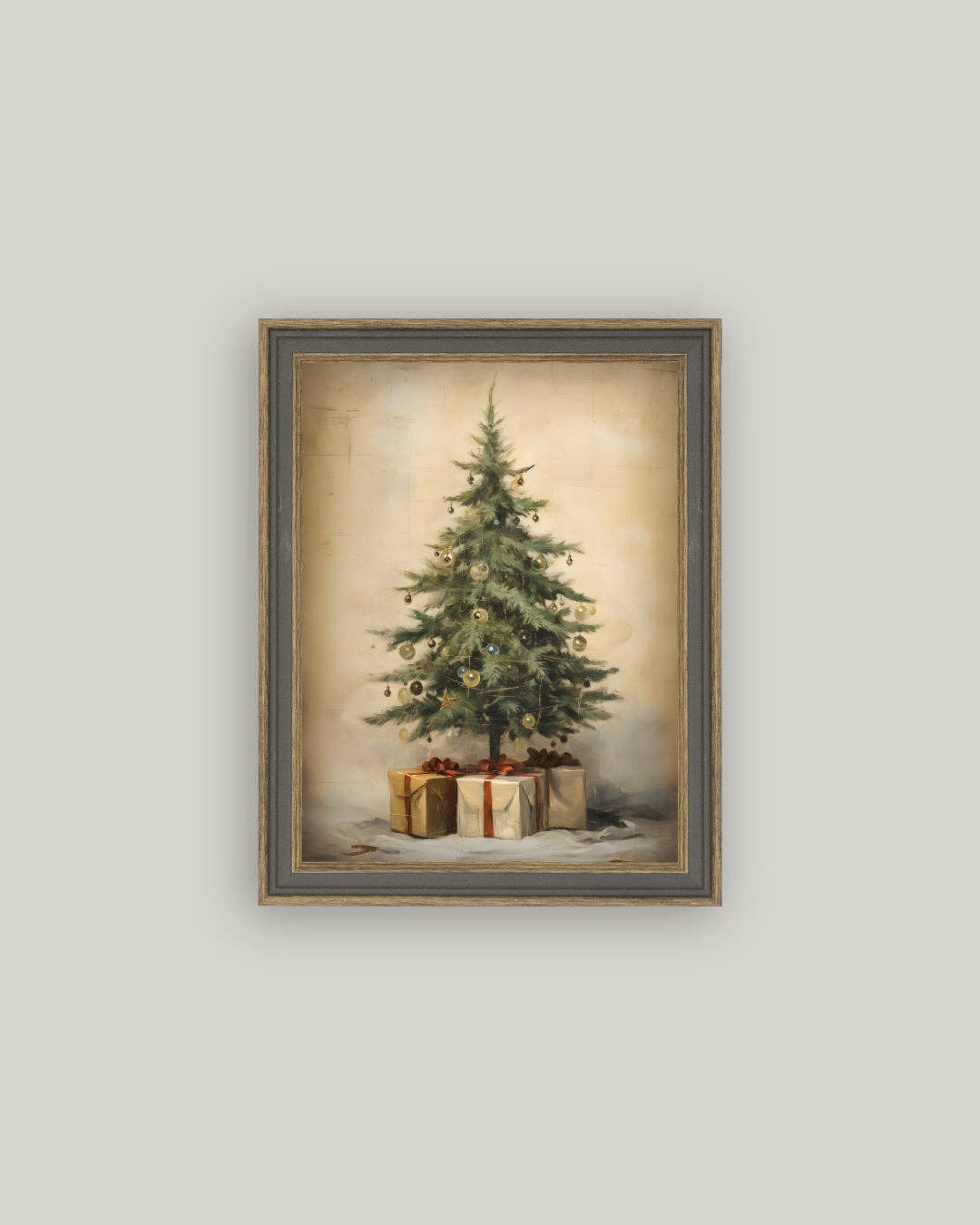 Christmas Tree with Presents Framed Art