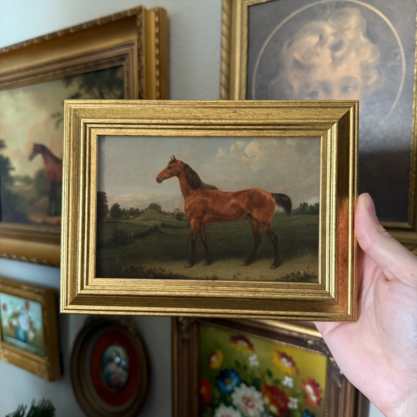 Vintage Style Brown Horse-Landscape Art Print