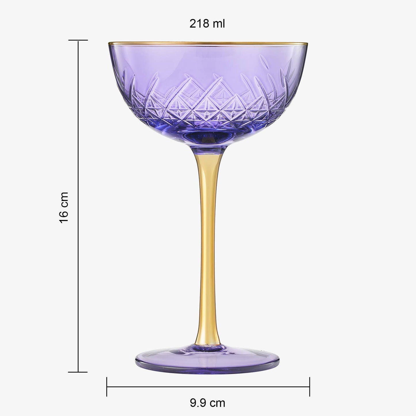 Vintage Art Deco Coupe Glasses Purple, Set of 2