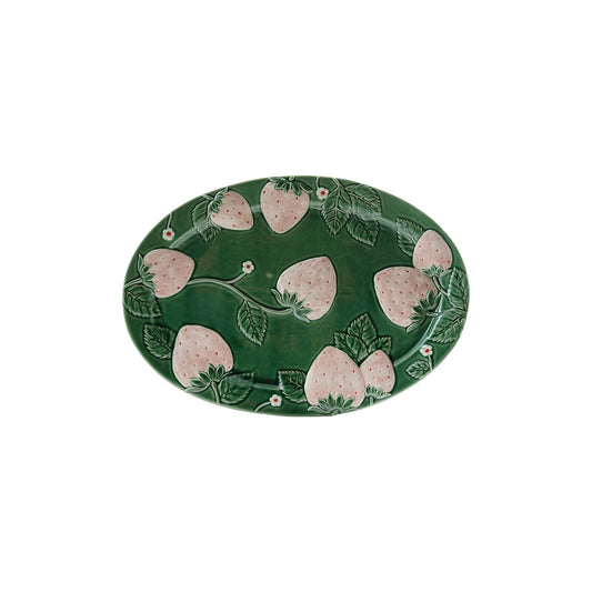 Hand-Painted Embossed Platter-Strawberries