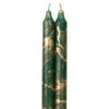 12" Decorative Taper 2pk: Hunter Green w/ Gold