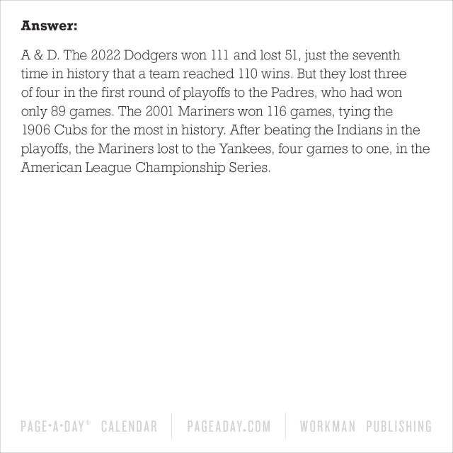 A Year of Baseball Trivia! Page-A-Day® Calendar 2027