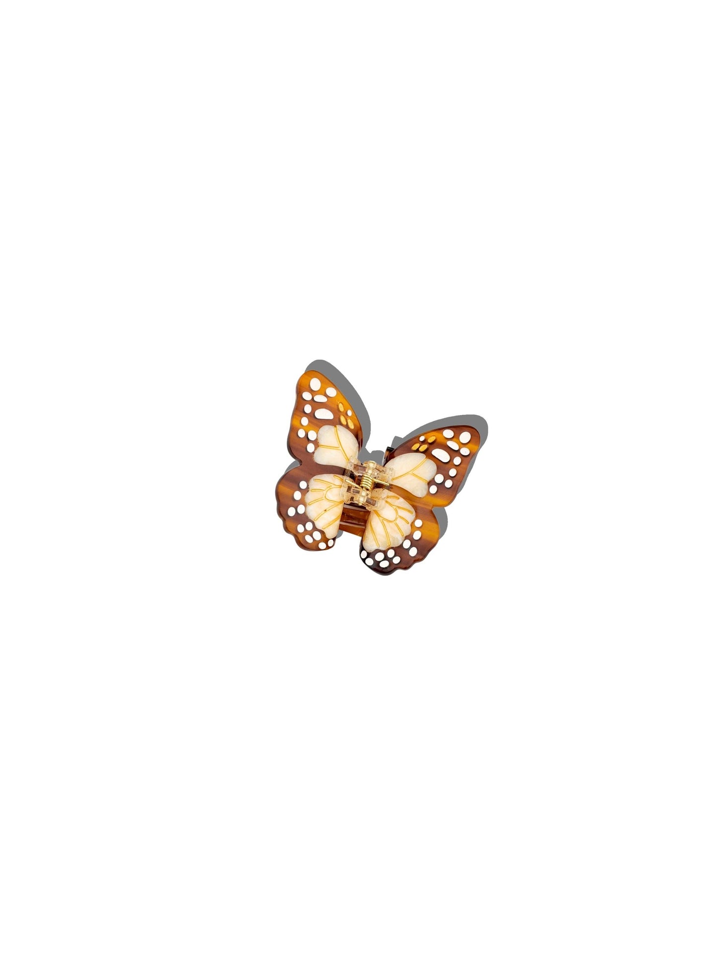 Hand-painted Mini Boho Monarch Claw Hair Clip -Brown