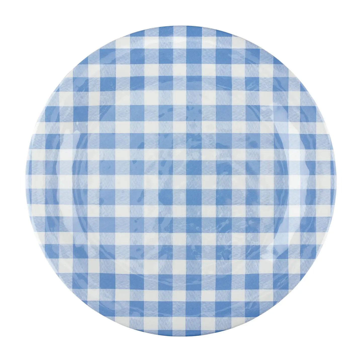 Gingham 11" Melamine Plates, Blue, Set of 4