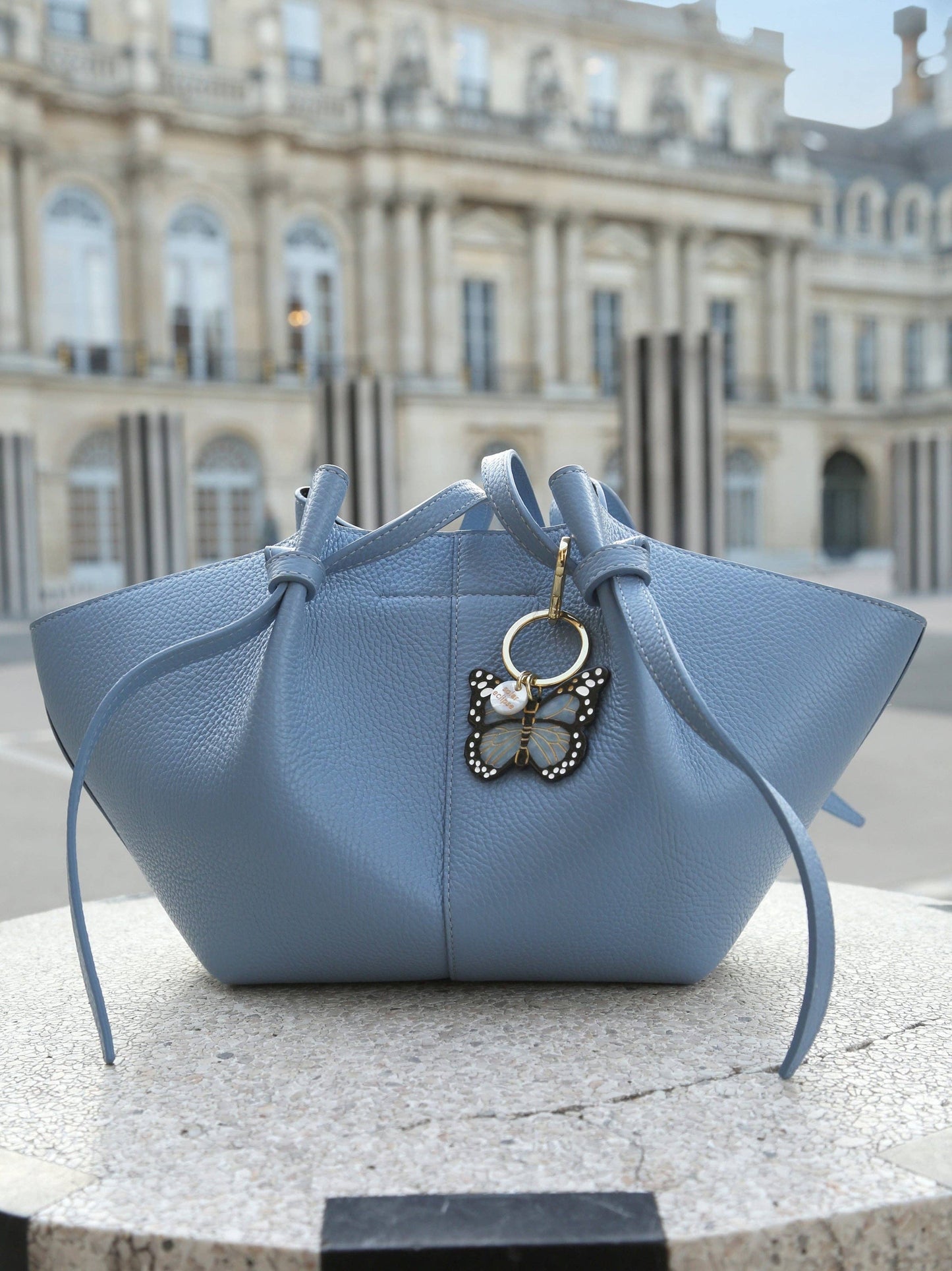 Baby Blue Monarch Butterfly Bag Charm + Keychain