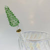 Green Pine Tree Blown Glass Cocktail Stirrer