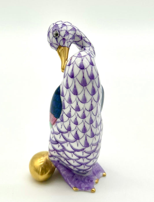 Herend Goose w/ Golden Egg Lavender 4.5”