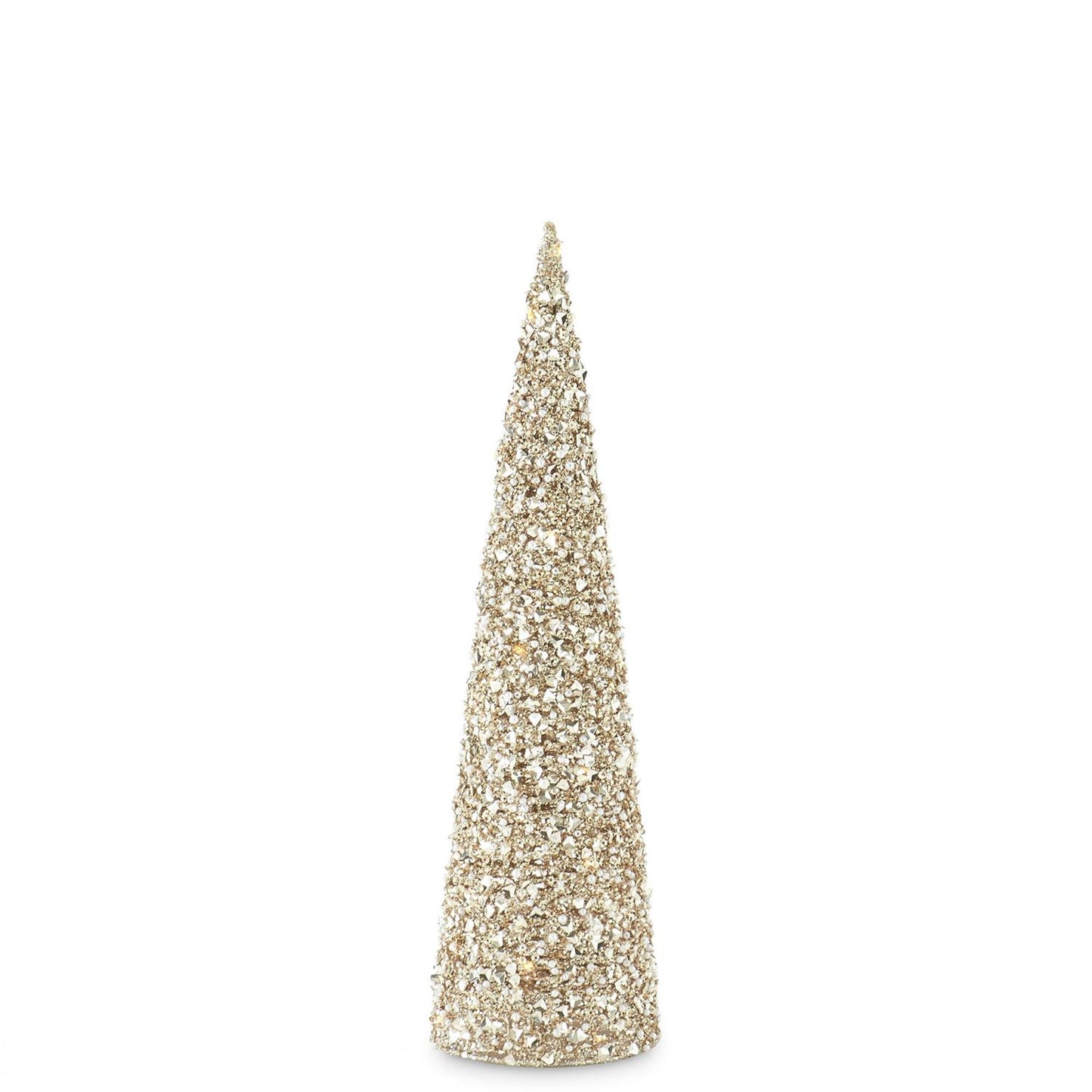 Champagne Sequins & Bead Embellished LED Cone Tree