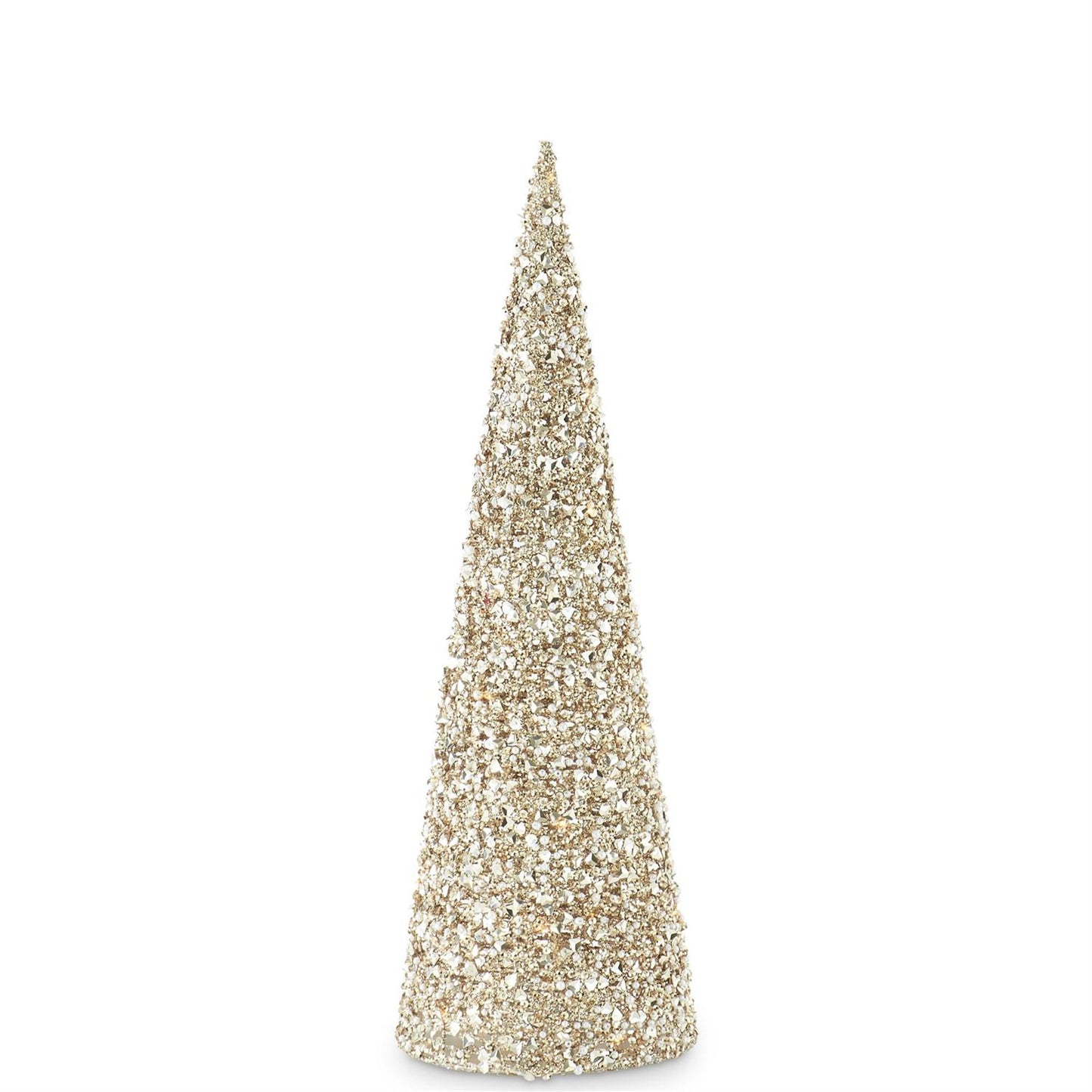 Champagne Sequins & Bead Embellished LED Cone Tree
