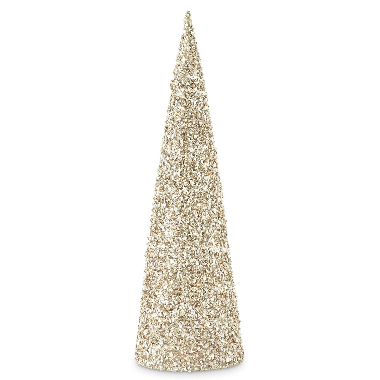 Champagne Sequins & Bead Embellished LED Cone Tree