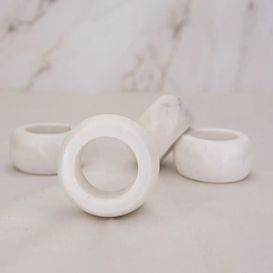 White Marble Napkin Rings, Set of 4