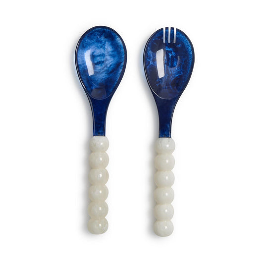 Modern Pop Set of 2 Blue and White Salad Server Set