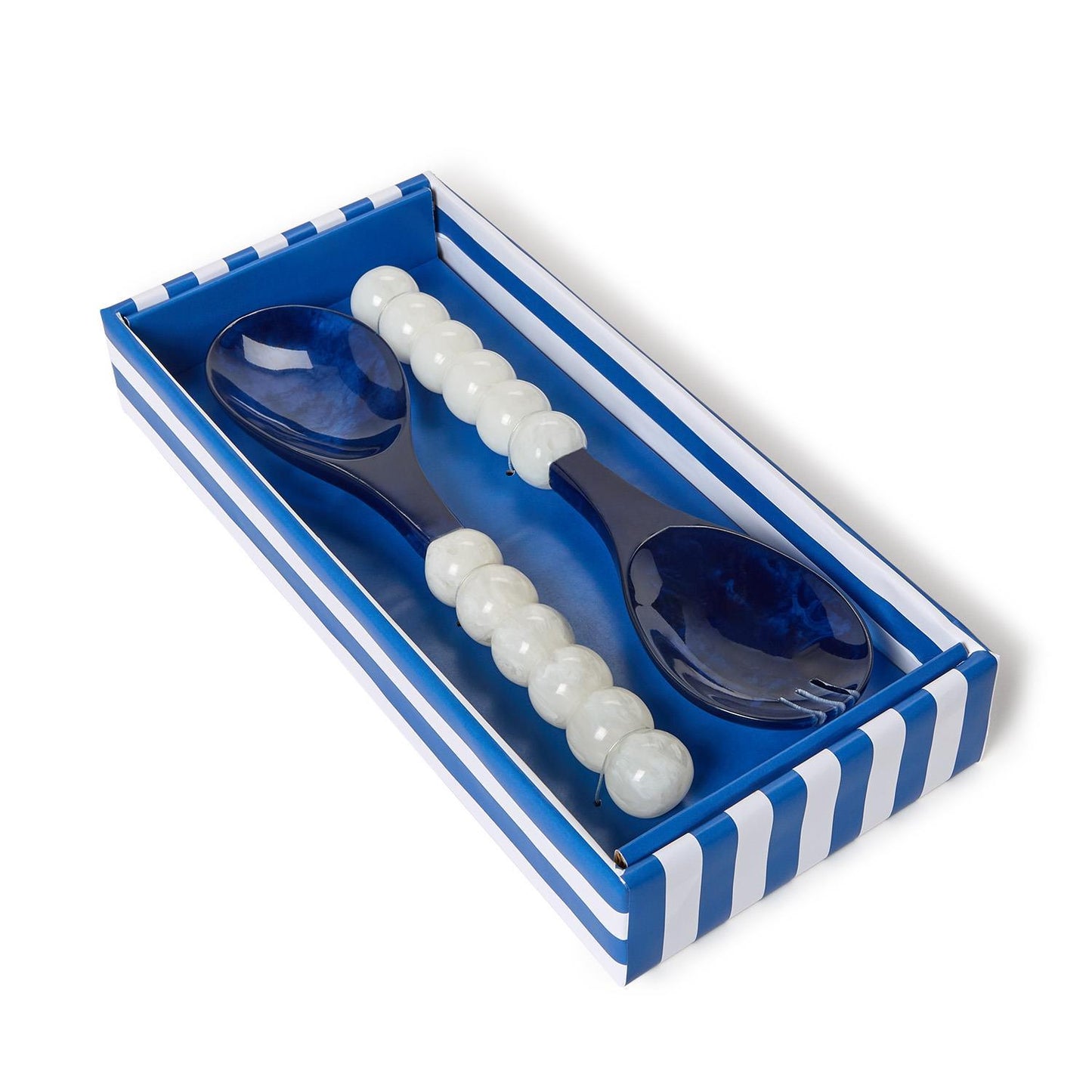 Modern Pop Set of 2 Blue and White Salad Server Set