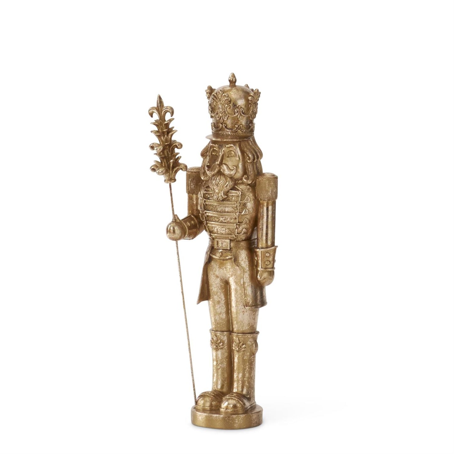 15.5" Gold Nutcracker w/ Pinecone Staff