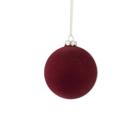 5" Glass Burgundy Velvet Ornament