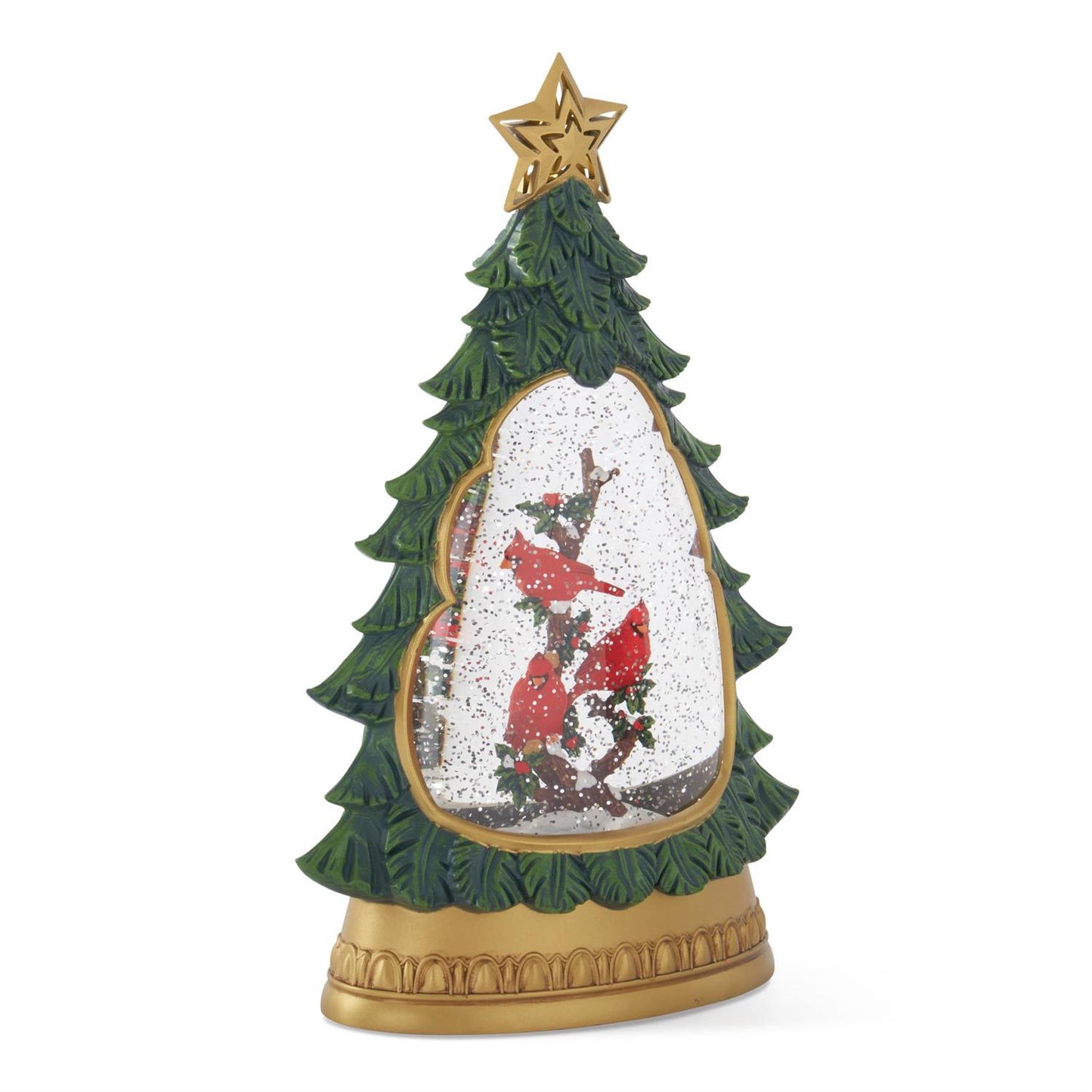 12.25" Snow Globe Tree w/ Cardinals
