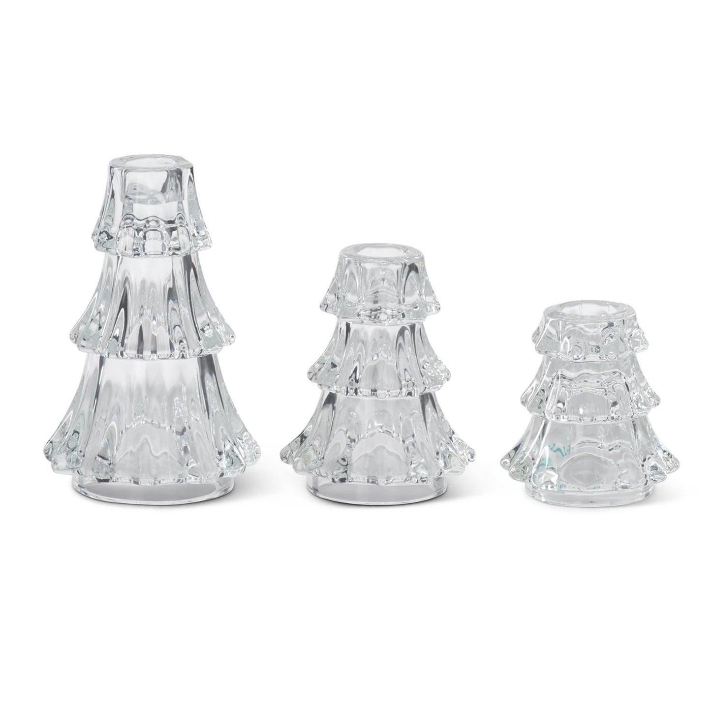 Set of 3 Clear Glass Tree Taper Candles