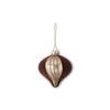 Seed Bead & Brown Velvet Striped Glass Ornament