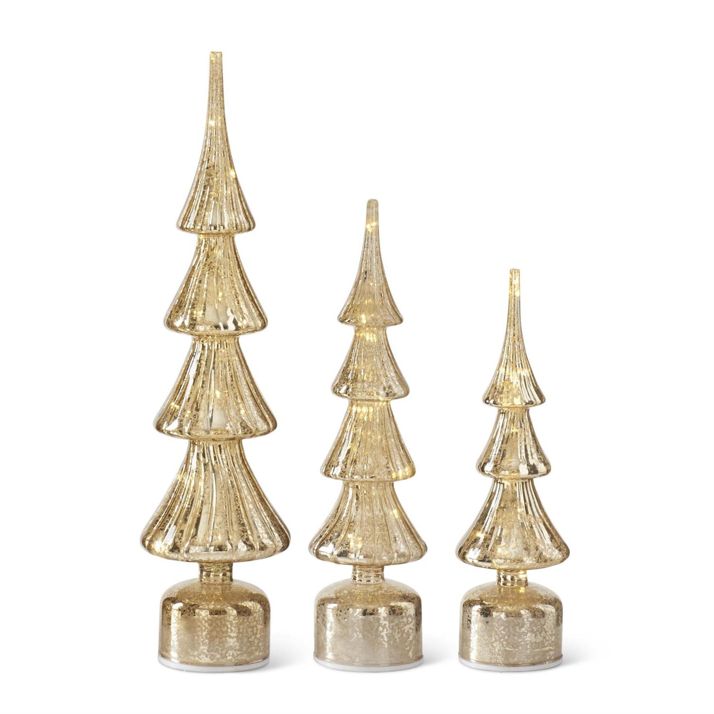 Rotating Ribbed Gold Mercury Glass Tree
