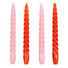 Orange & Pink Spiral Candles S/4