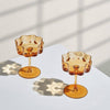 Flower Wave Coupe Glass | S/2 | Amber