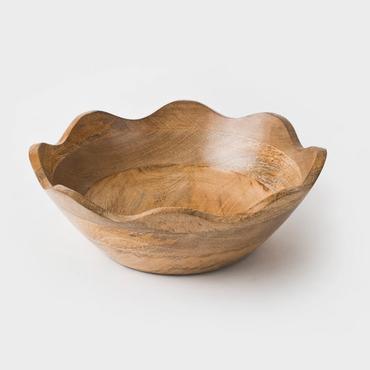 Scalloped Wooden Bowl: Large