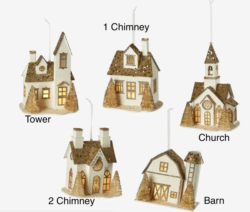 Lighted Glittered Village