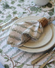 Begonia Stripe Fern Green Floral Napkins, Set of Four
