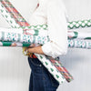 Continuous Roll Gift Wrap - Wreath w/Striped Bow