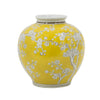 Yellow and White Wide Curved Plum Blossom Vase