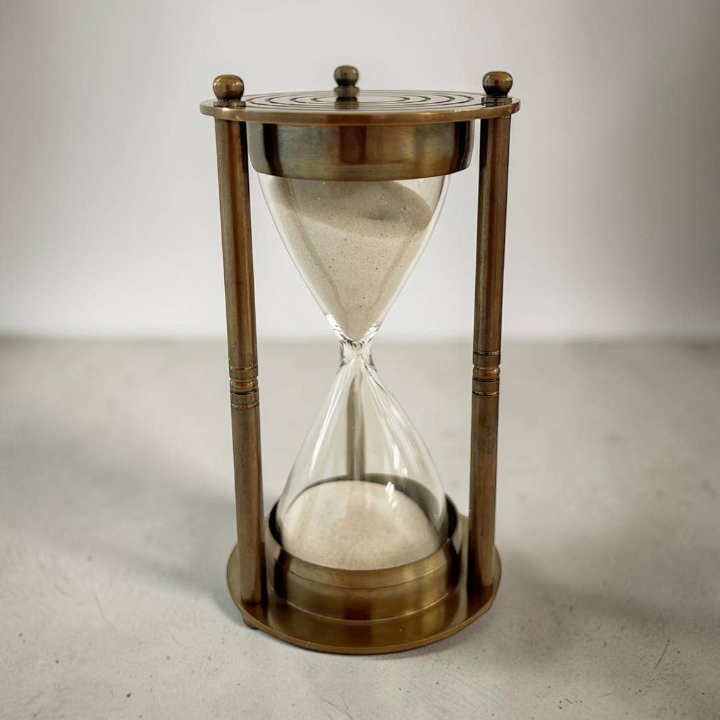 Small Antiqued Vintage Brass Sand Timer