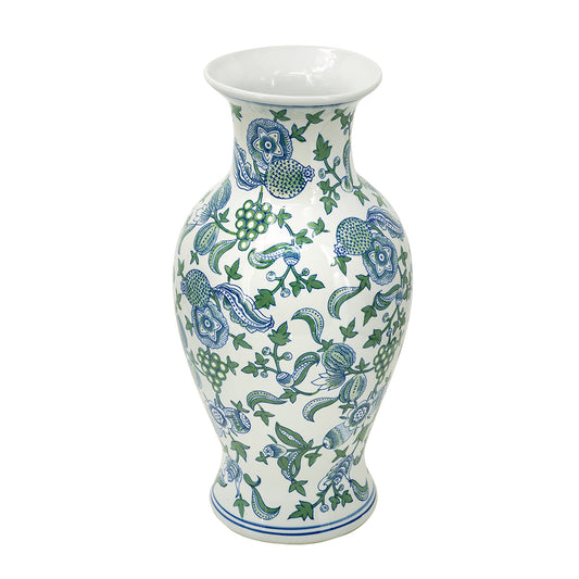 18.5" Vase Blue/Green Cherry Blossoms