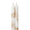 12" Decorative Taper 2pk: White w/ Gold