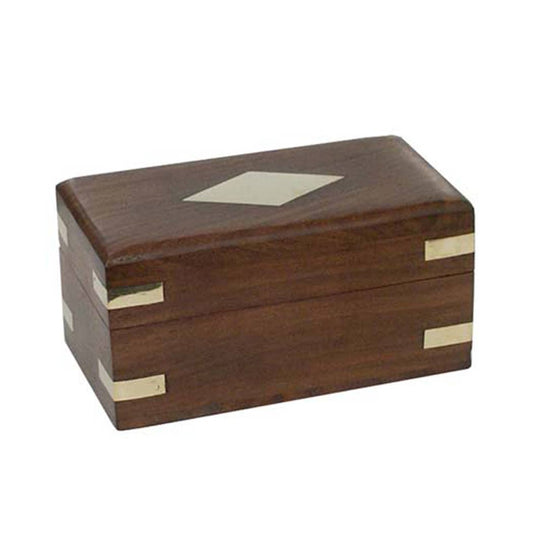 4-1/2" Wood Telescope Box with Brass Diamond Inlay