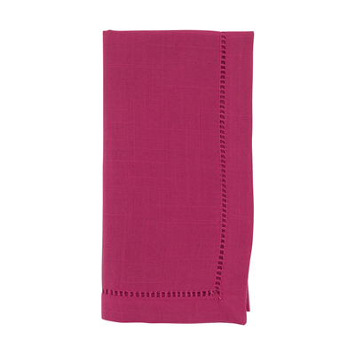 Fuchsia Hemstitched Border Dinner Napkin, S/4
