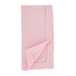 Pink Hemstitched Border Dinner Napkin, S/4