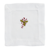 Embroidered Candy Cane Cocktail Napkin