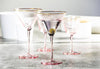 Pink Martini Glass Gold Rim, Set of 4