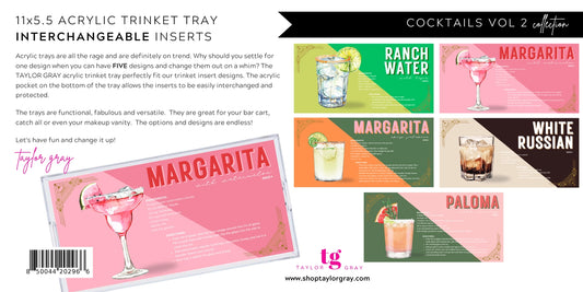 Acrylic Trinket Tray Insert "Cocktails"