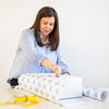 Continuous Roll Gift Wrap | Blue Bow Scallop