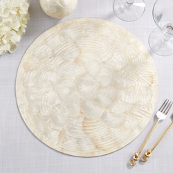 Wavy Capiz Placemat 15" Round - Ivory