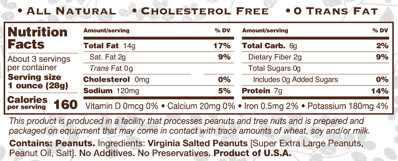 3oz Printed Barrier Bag Salted Virginia Peanuts
