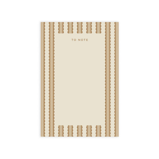 Tan Scallop Stripe Notepad