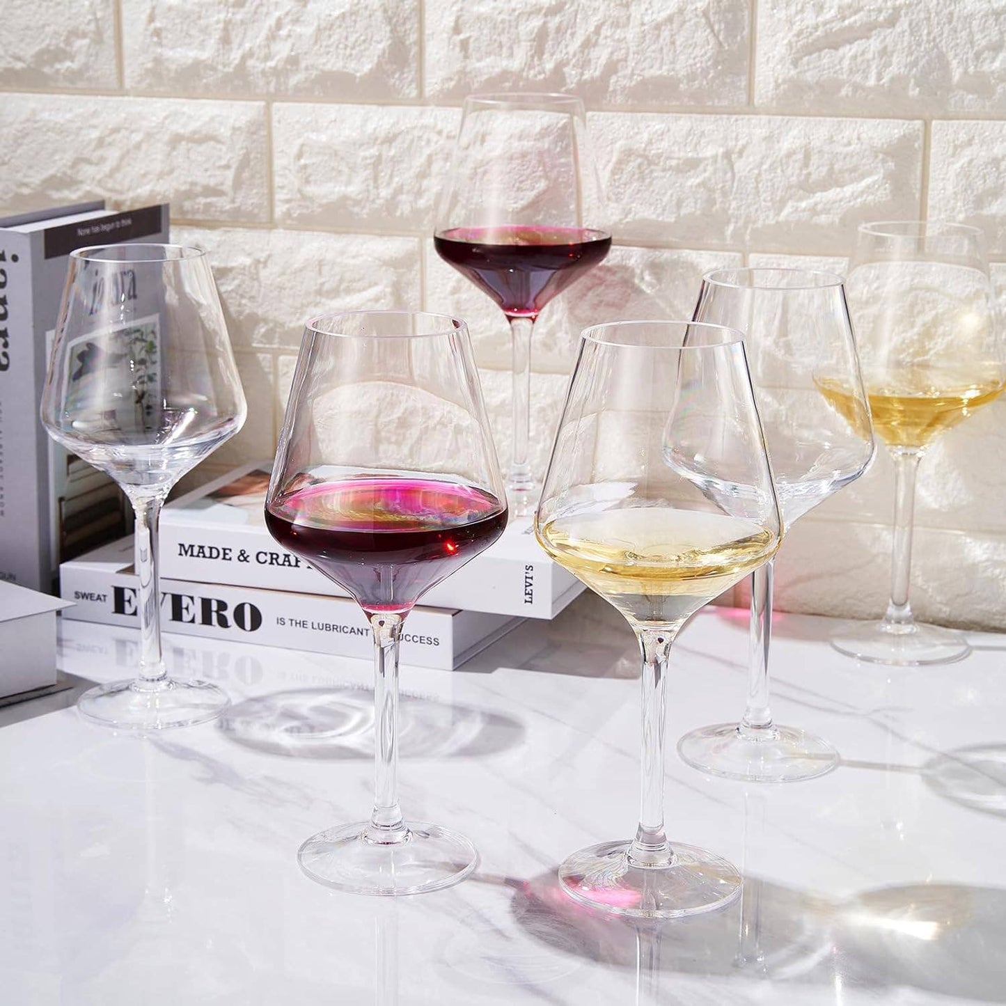 Unbreakable Stemmed Tritan Wine Glasses Set of 8