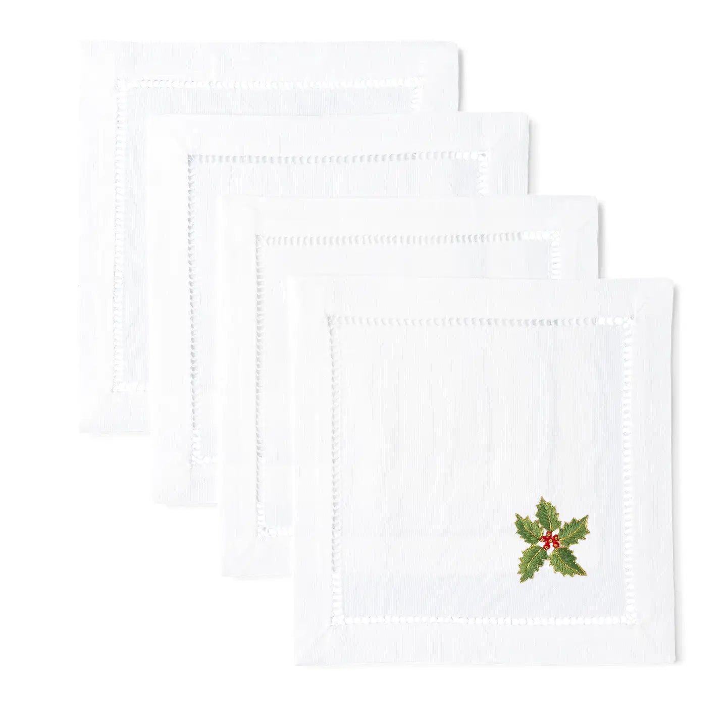 Holly Gold Cocktail Napkins, Set of 4