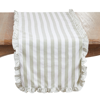 Striped Ruffle Runner, Green
