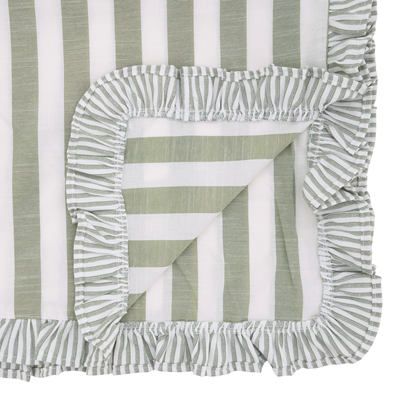 Striped Ruffle Runner, Green