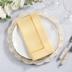 Yellow Hemstitched Border Dinner Napkin, S/4